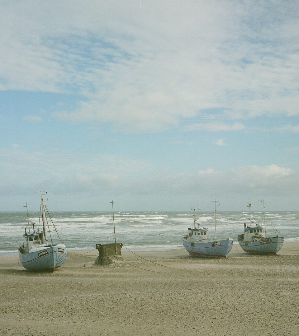 Fishing boats on the beach at Vorupør